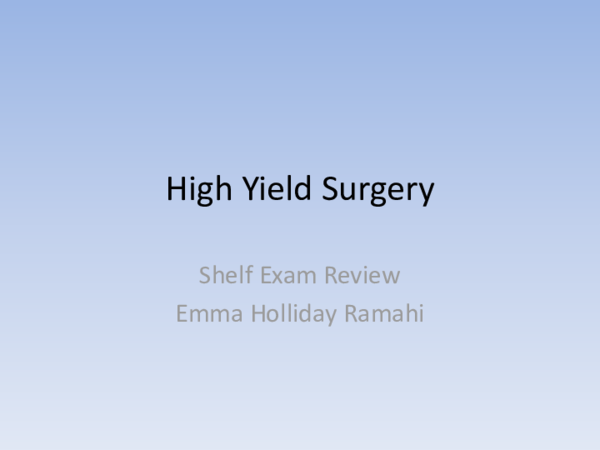 High Yield Surgery
