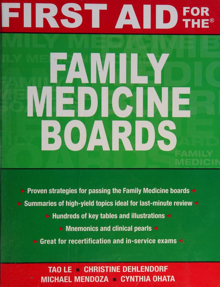First Aid for the Family Medicine Boards 1st Edition